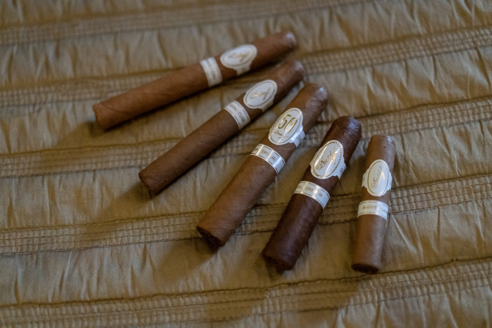 Selection of premium Davidoff cigars as the best cigars for a birthday gift, including a milestone 50th band