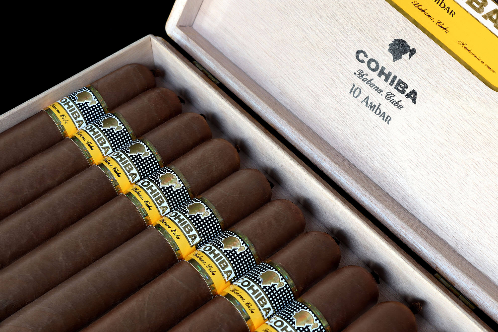 Box of 10 Cohiba Ambar Cuban cigars.