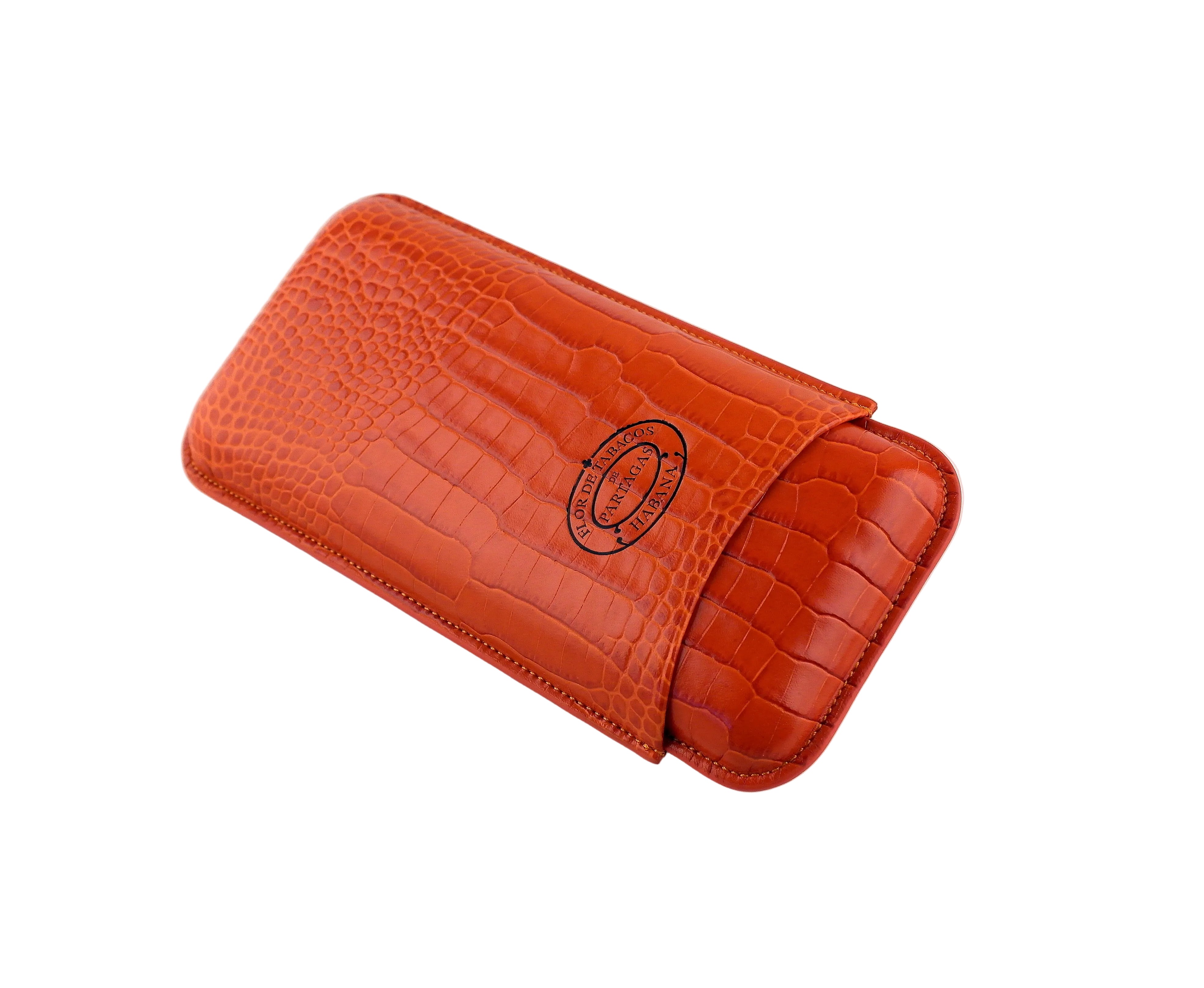 Partagas Leather Cigar Case Croco Effect - Orange