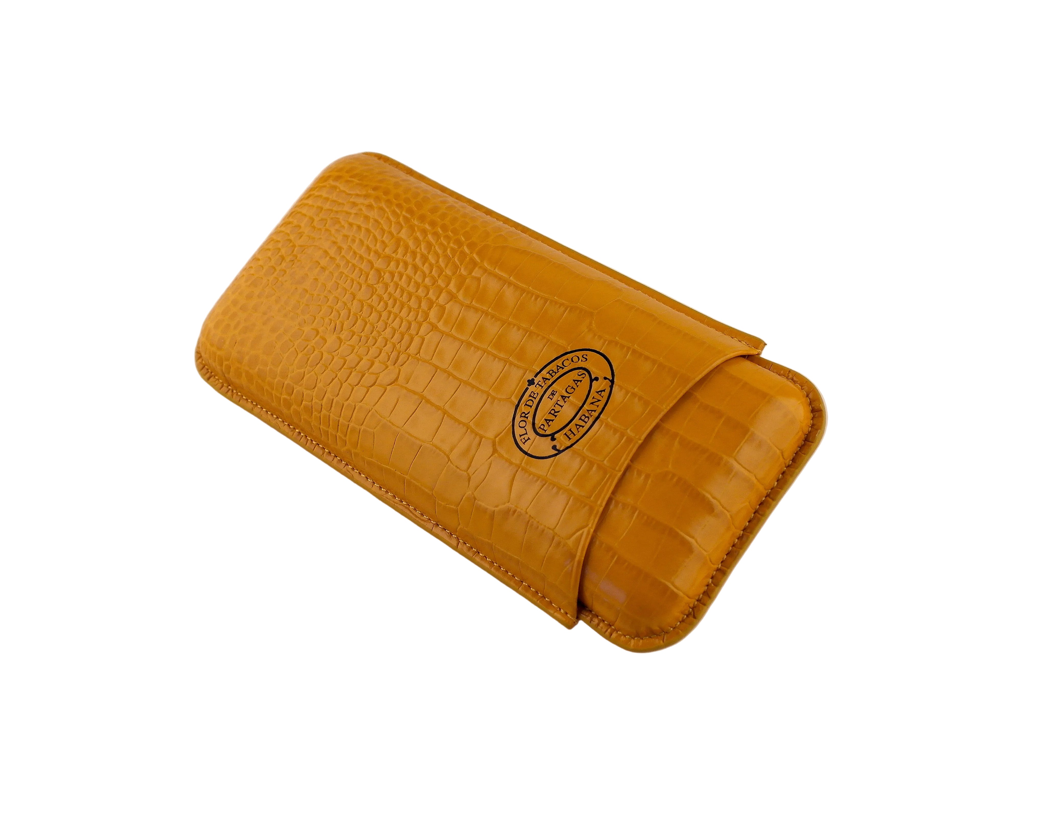 Partagas Leather Cigar Case Croco Effect - Yellow