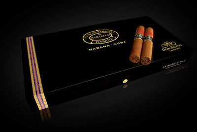 Black lacquered presentaion box of 15 Gran Reserva de Partagás Serie E No.2 Cosecha 2015 cigars.