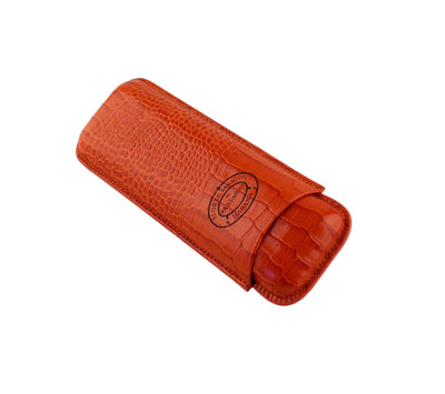 Partagas Leather Cigar Case Croco Effect - Orange